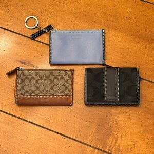 Coach Men's Black Brown Blue Wallet Set